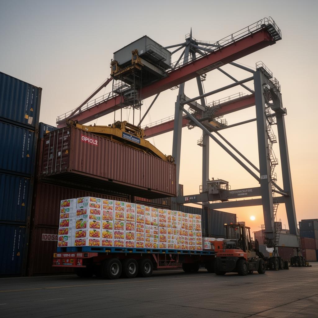 Reefer container loaded with tropical fruit cargo